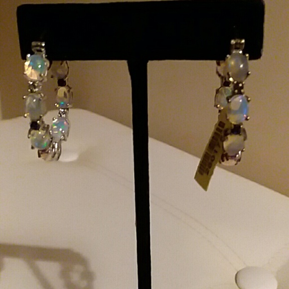 LC Jewelry - OPAL EARRINGS, HOOP,  MULTI, 1-1/3" Lx1"W